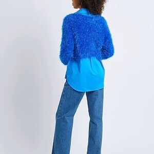 NWT 8 BY YOOX Knitted Lurex Sweater Cropped in Blue